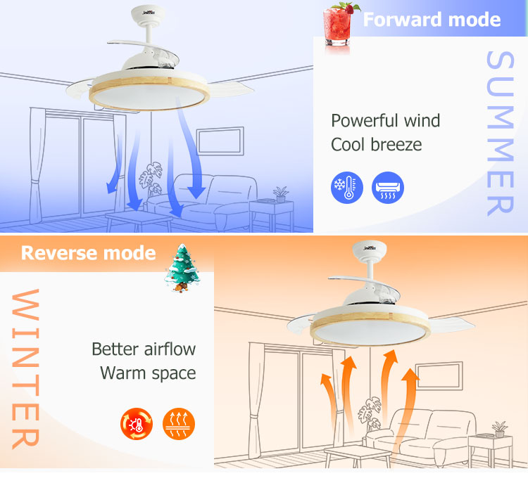 42 Inches Decorative Ceiling Fan with Remote 3000K/4500K/6000K Color Temperature and 2-