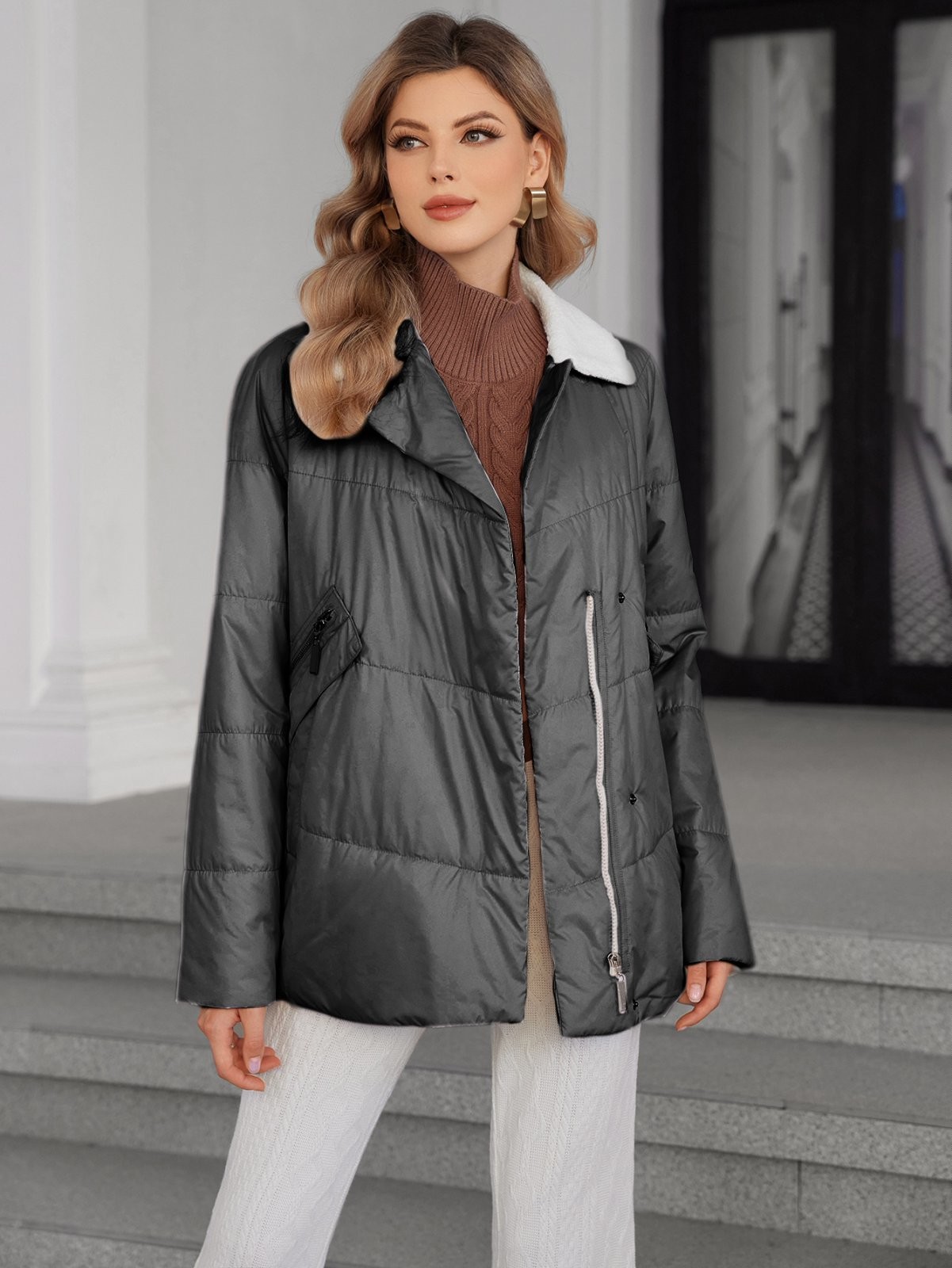 Thin Cotton Jacket For Mid Aged Women Lightweight And Comfortable Spring Autumn Coat With Double Pockets