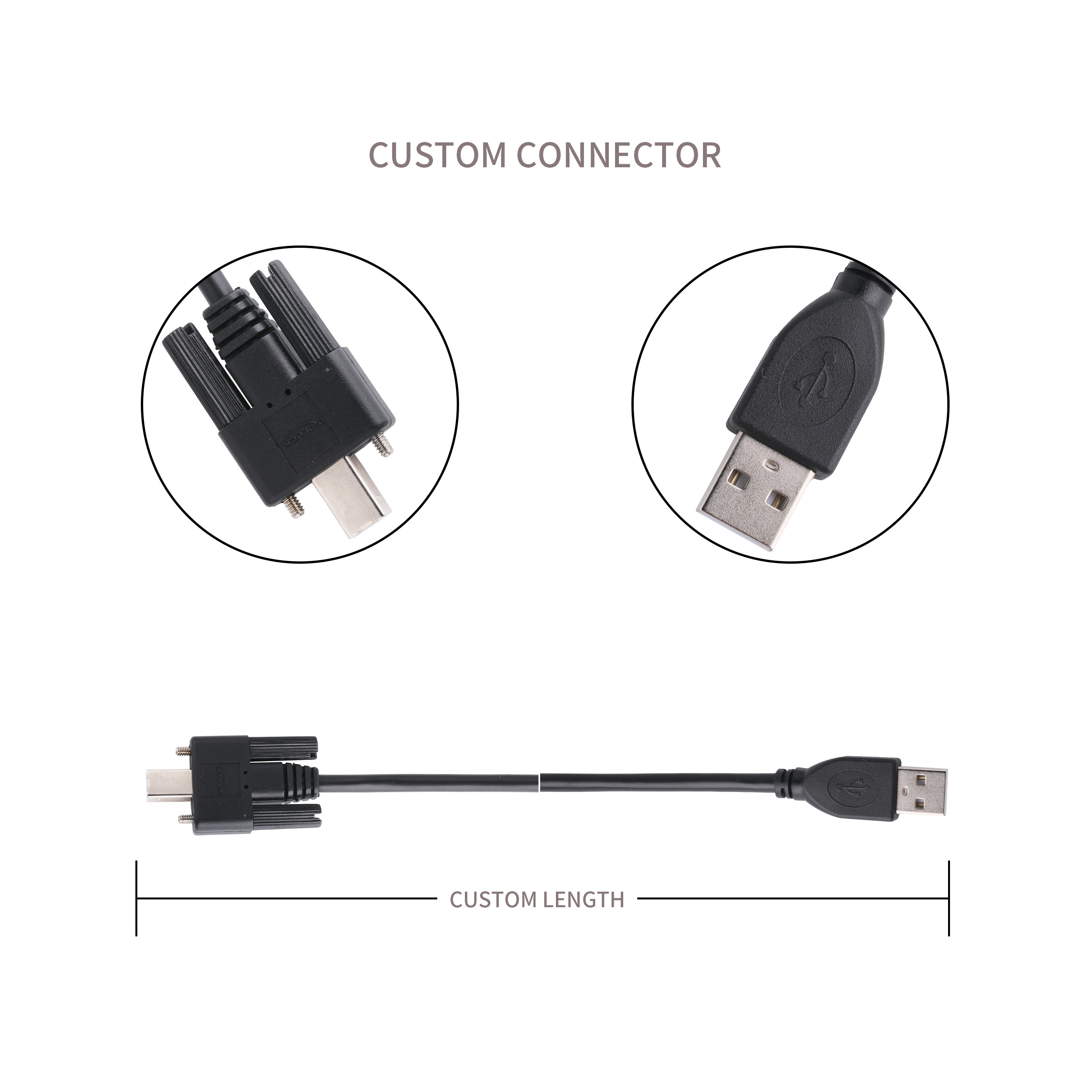 Locking Connector USB 2.0 Type A To Type B Cable For Printers / Camera / Scanners