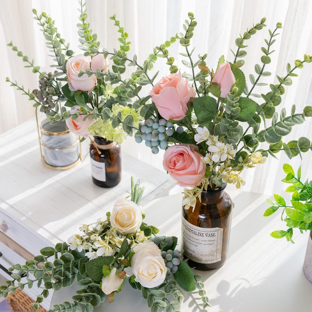 Simulation flower manufacturer Mira rose bouquet home decoration cross-border wedding wholesale fake flowers INS style