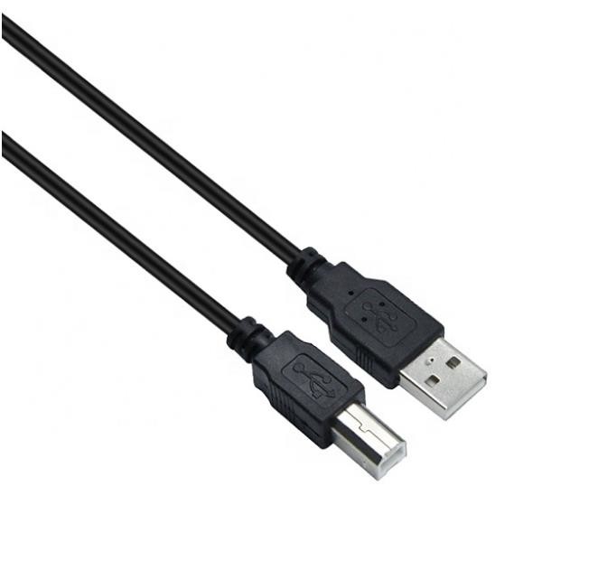 Black A Male To B Male USB Cable Ferrite Core Shielded For Data Transmission
