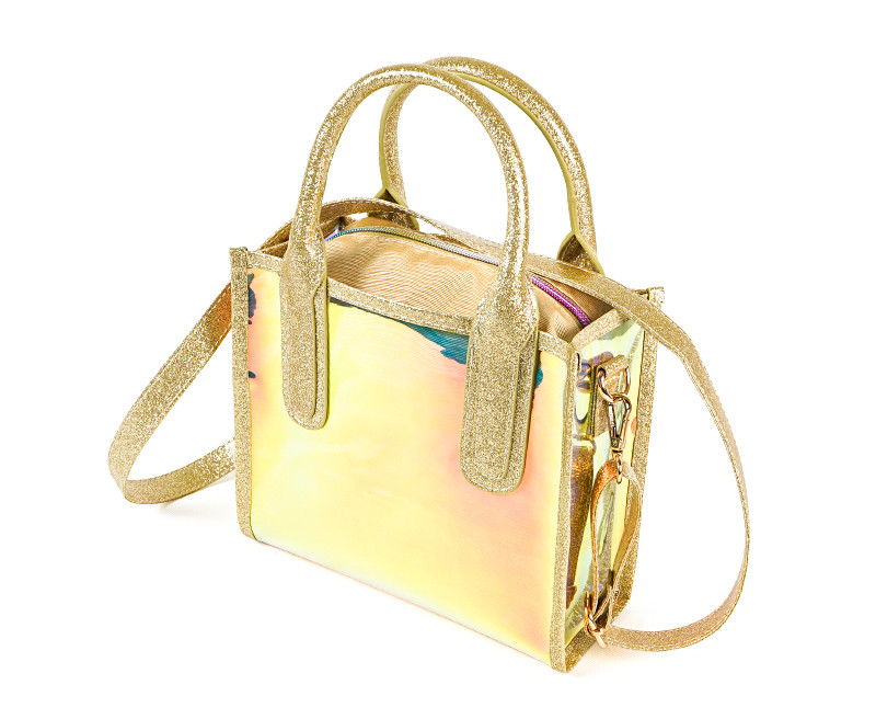 Transparent Iridescent Reusable Waterproof PVC Tote Bag