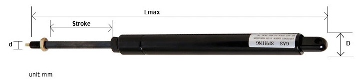 Lockable barber chair gas springs with 200N height and angle adjustment