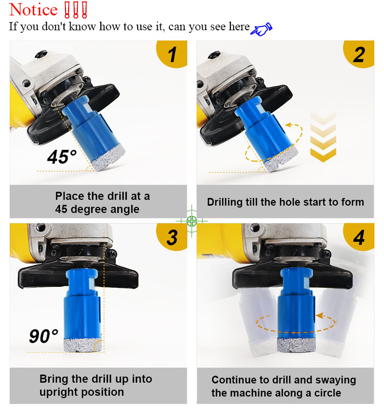 M14 Vacuum Brazed 35mm Diamond Core Drill Bits Set For Porcelain