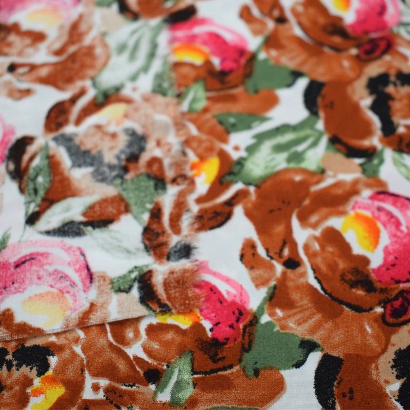 Plain Digital Printing Rayon Silk Jacquard Floral Dress Fabric 45S*45S
