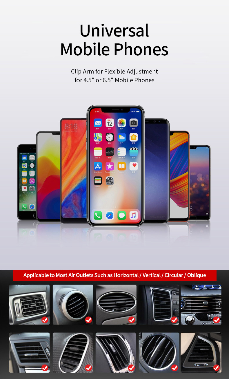 15W Wireless Car Charger Adapter Mobile Phone Holder Air Vent Mount Suction Qi Charge