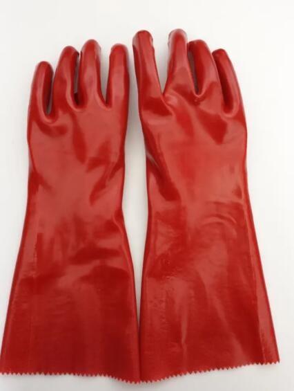 30cm 40cm Double Dipped PVC Gloves Long Sleeve Red PVC Coated Gloves For