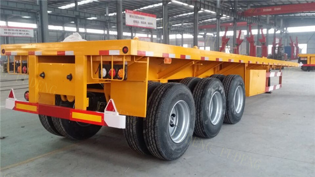 Tri-axle flatbed container semi trailer 40 ton truck trailer use on port