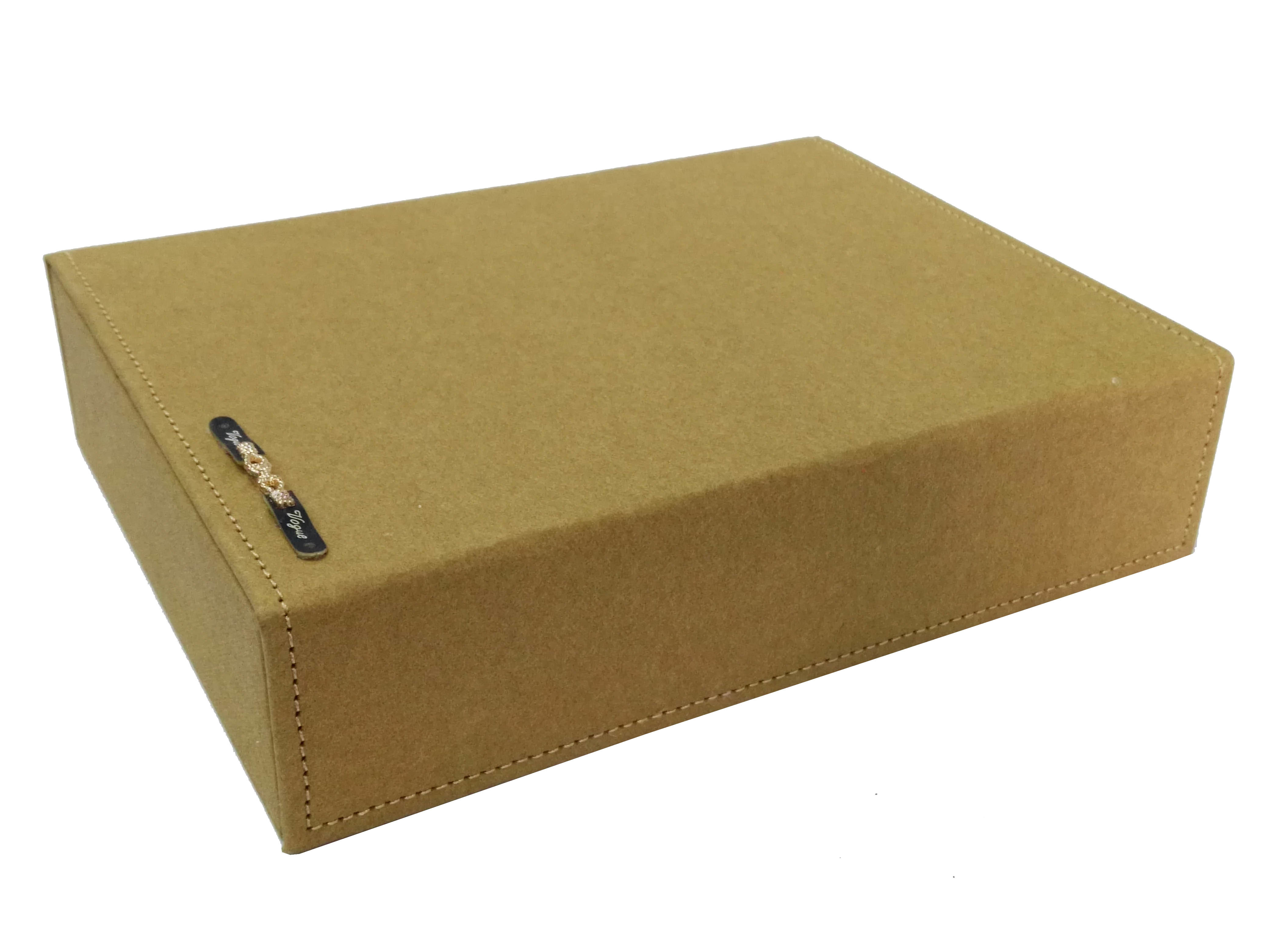 Yellow Brown Kraft Paper Eyeglass Storage Trays For Storage With Little Mirror