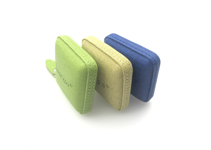 ABS PU Leather Mini Retractable Tape Measure Fabric Texture Debossing Logo Souvenir