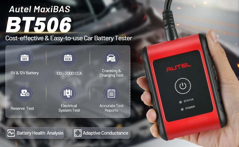 Autel MaxiBAS BT506 Auto Battery and Electrical System Analysis Tester 6V 12V 100 - 2000 CCA Car Battery Testing Tool