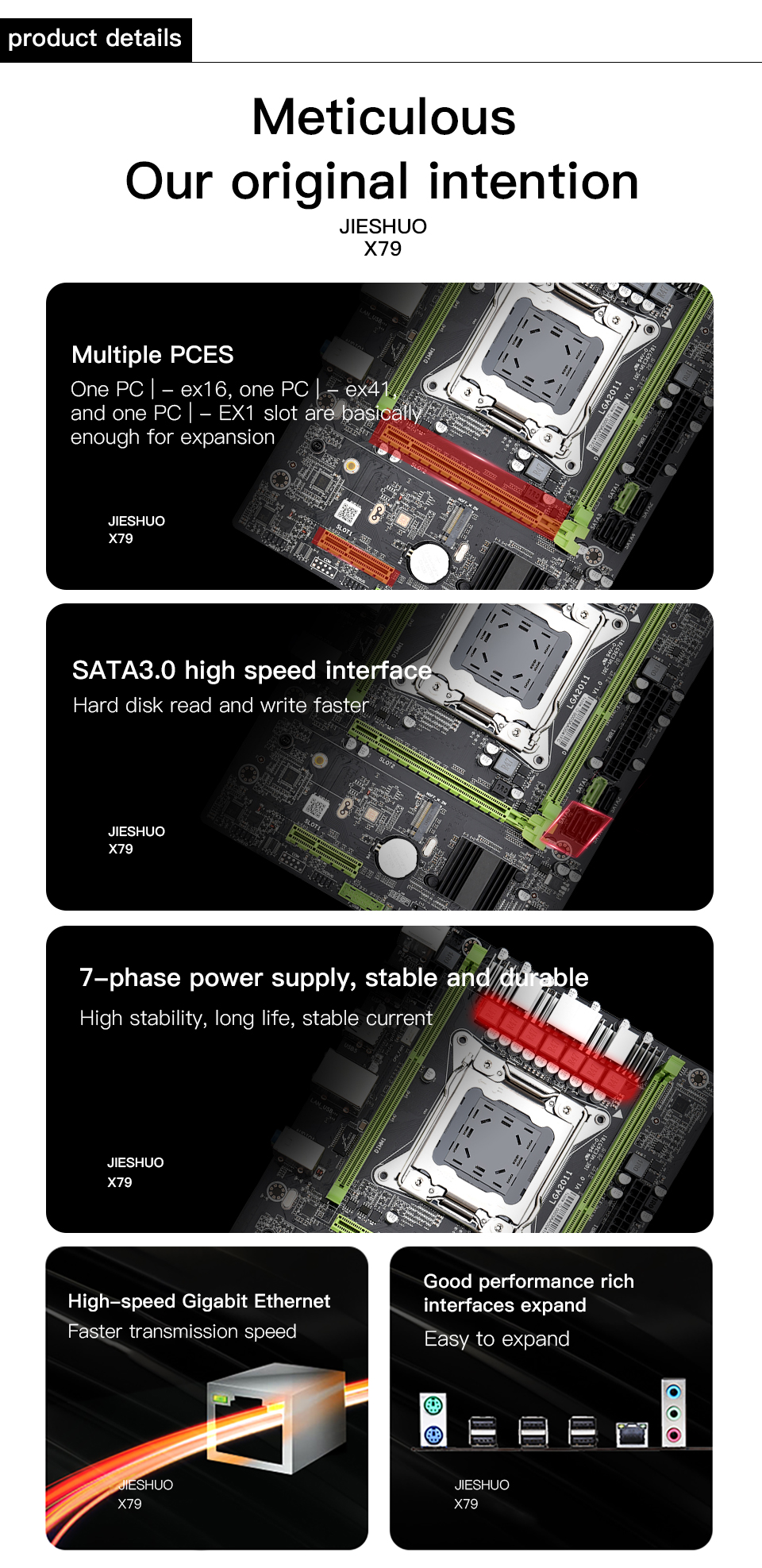 Jieshuo DDR3 Computer PC Motherboard X79 Motherboard LGA 2011