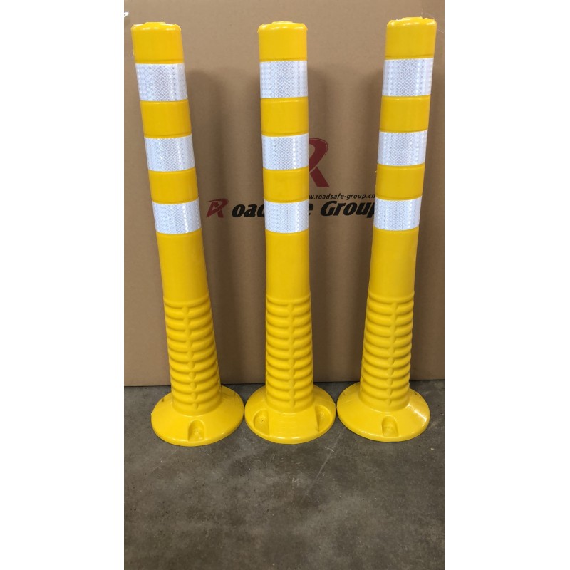CE 1.1kgs Certificate Logo Post Yellow Reflective Traffic Bollard 100% PU Road Flexible Spring Warning Barrier Post