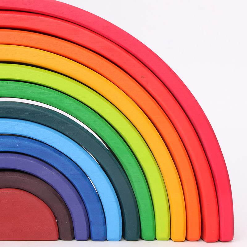 Brown 18cm Rainbow Wooden Building Blocks Toy Creative Educational