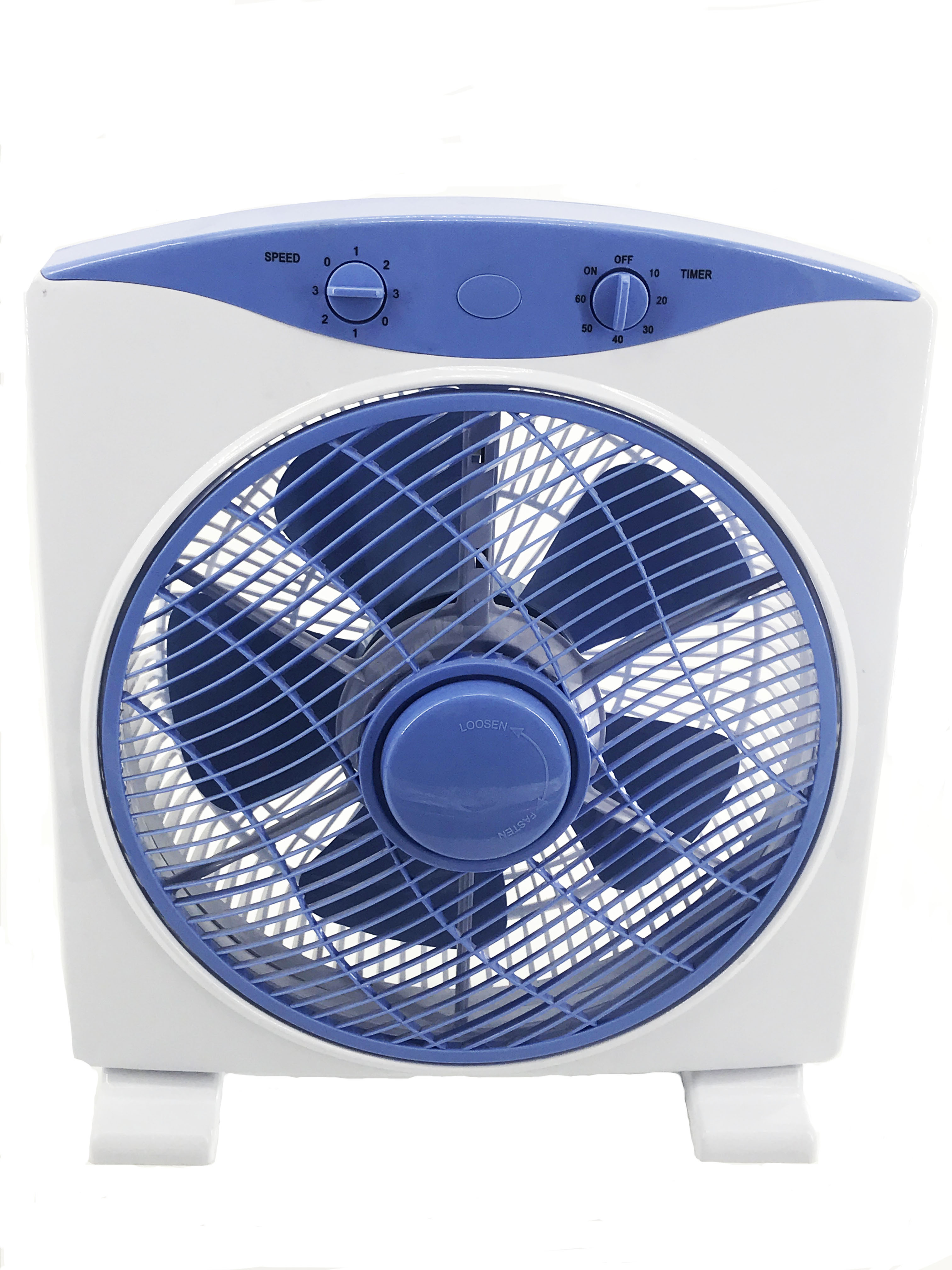 12V 12 Inch Square Indoor Box Fan Energy Conservation With 60 Minutes Timer