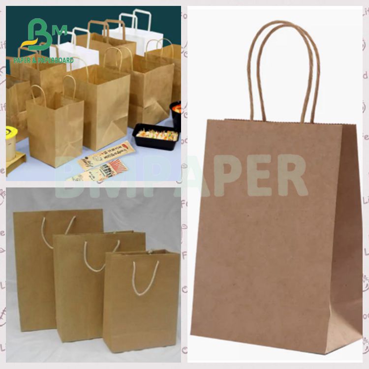 Recyclable 65 - 150 GSM Brown Extensible Carrie Bag Paper Roll