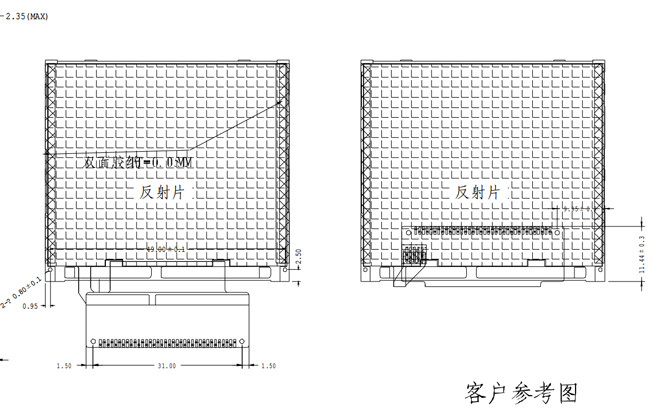 2.3" ILI9342C Industrial TFT Display 320x240 MCU Interface 36 Pins 3.2V 12 o'clock