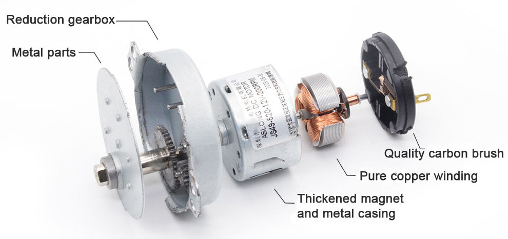 ASLONG JS49-520 12V200RPM 49mm mini folding washing machine motor 12v mini micro motor