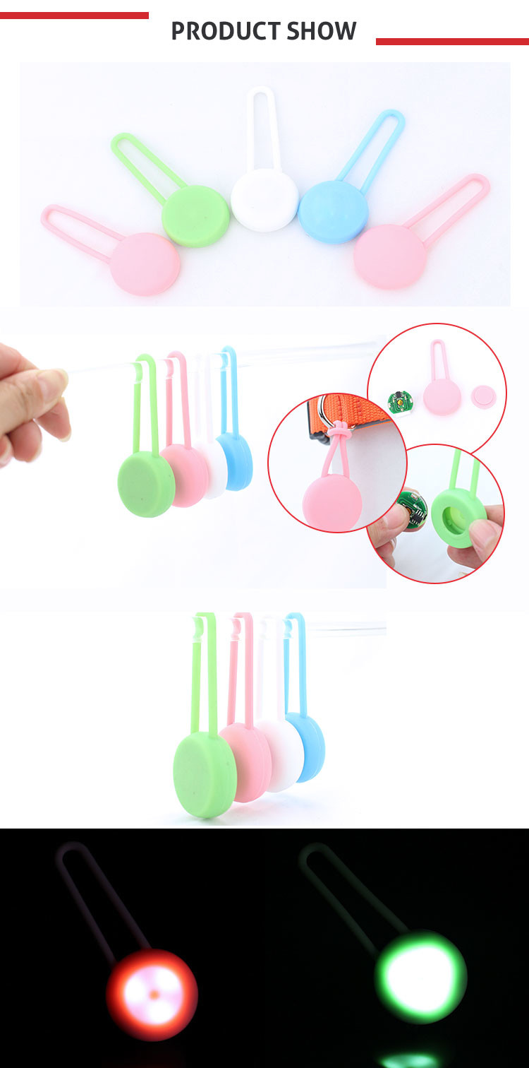8 Color Silicone Pet Night Light Waterproof Dog Light Blinker With 3 Light Flasher ID Tag