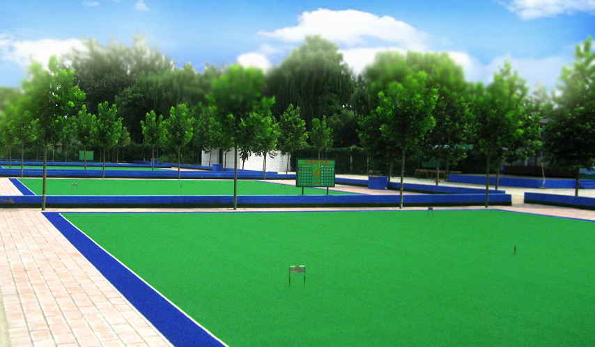 Curled Plastic Blue Artificial Turf For Cricket Pitch Field Easy Keeping