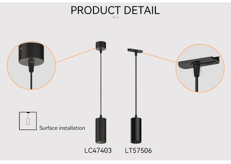 2700K-3000K-3500K Black Led Track Lighting Ocean Bound Track Lighting Pendants 6W