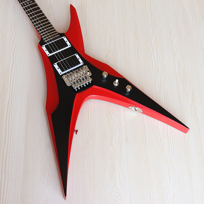 6 Strings Guitar 39 Inch V Shape Electric Guitar Neck Through Active Guitar Mahogany Wood Body Matte Pink Green Black Re