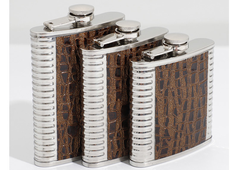 Camping Stainless Steel Small Hip Flask , Personalised Hip Flask 6 7 8 Oz Double Cylinder