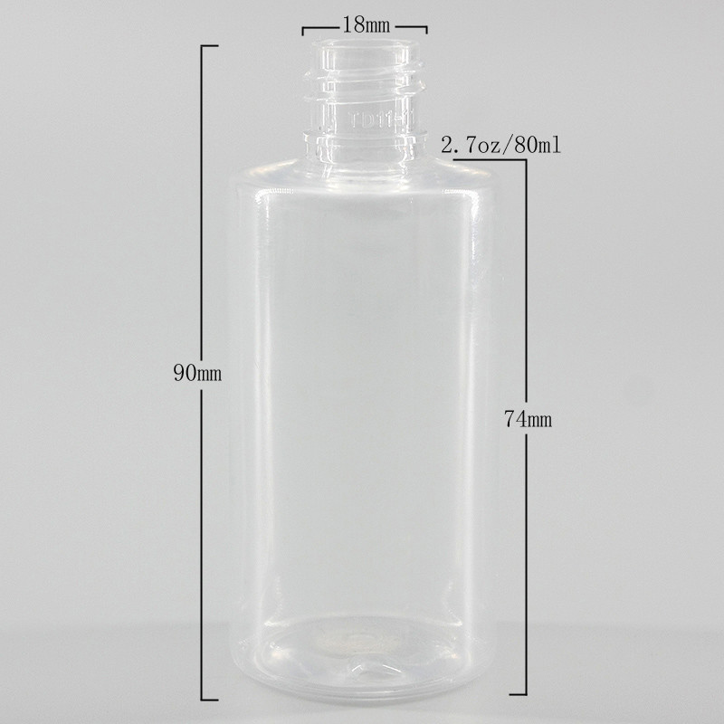 2.7oz/80ml Clear PET Cylindrical Bottle , Perfume Liquid Skincare Products Bottle, Lotion Spray Cosmetic Plastic Bottle