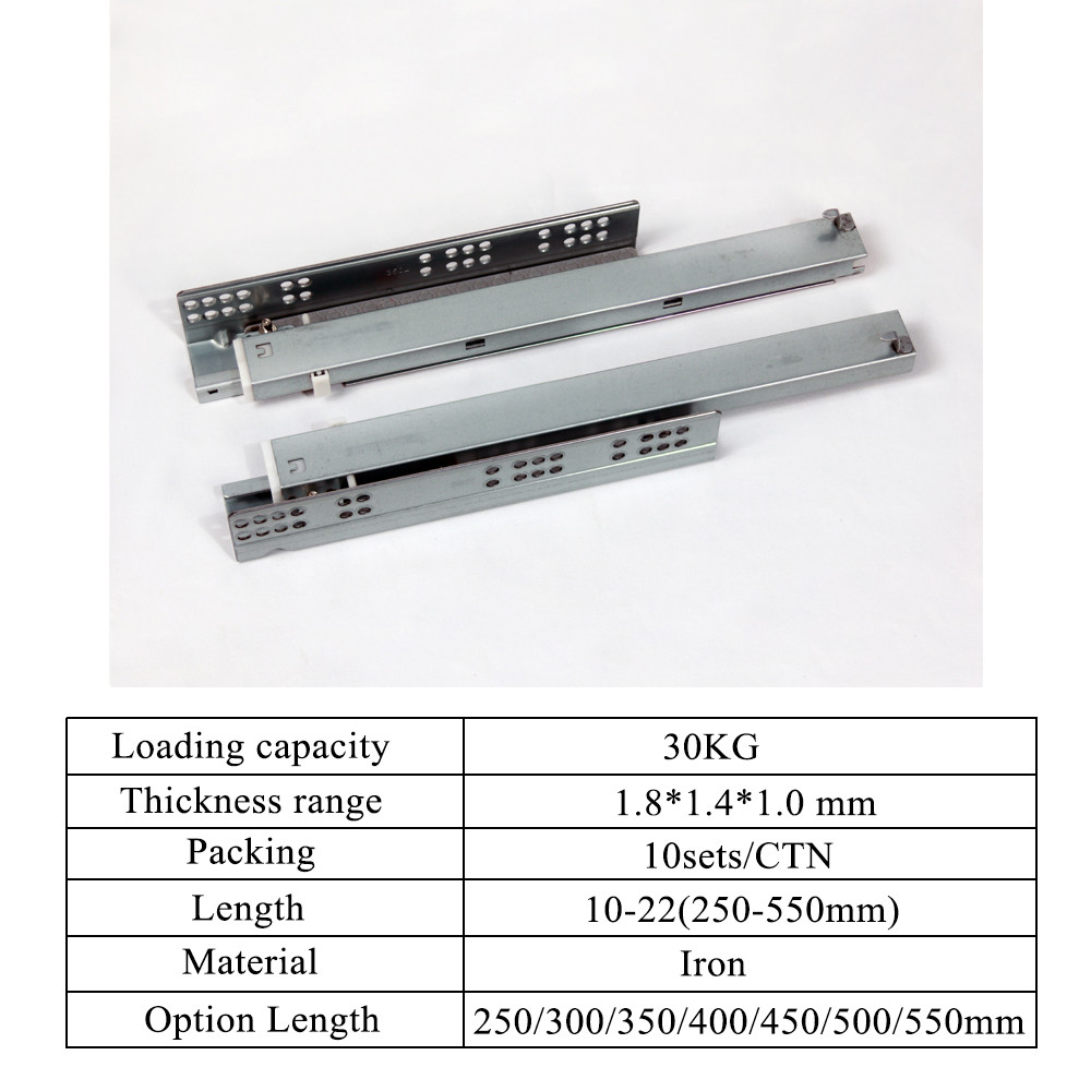 3 Fold Hidden Full Extension Furniture Drawer Slides Adjustable 300mm