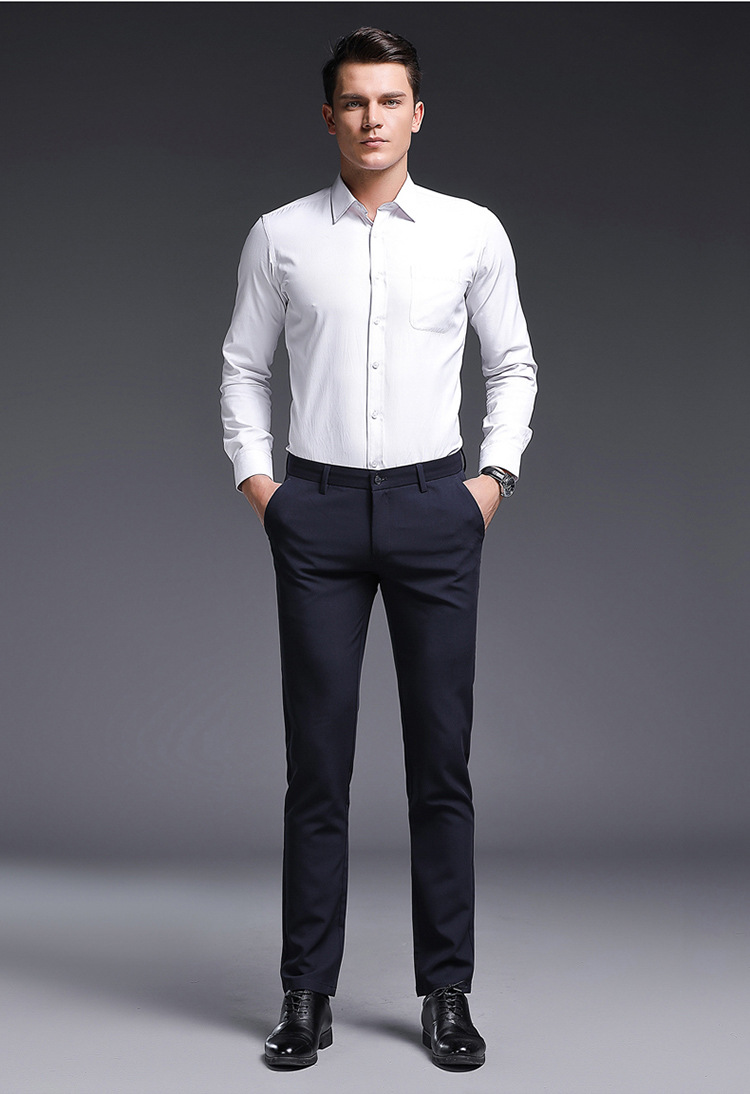 Side Pockets Men's Black Cuff Straight Trousers Breathable and Stylish for Casual Wear