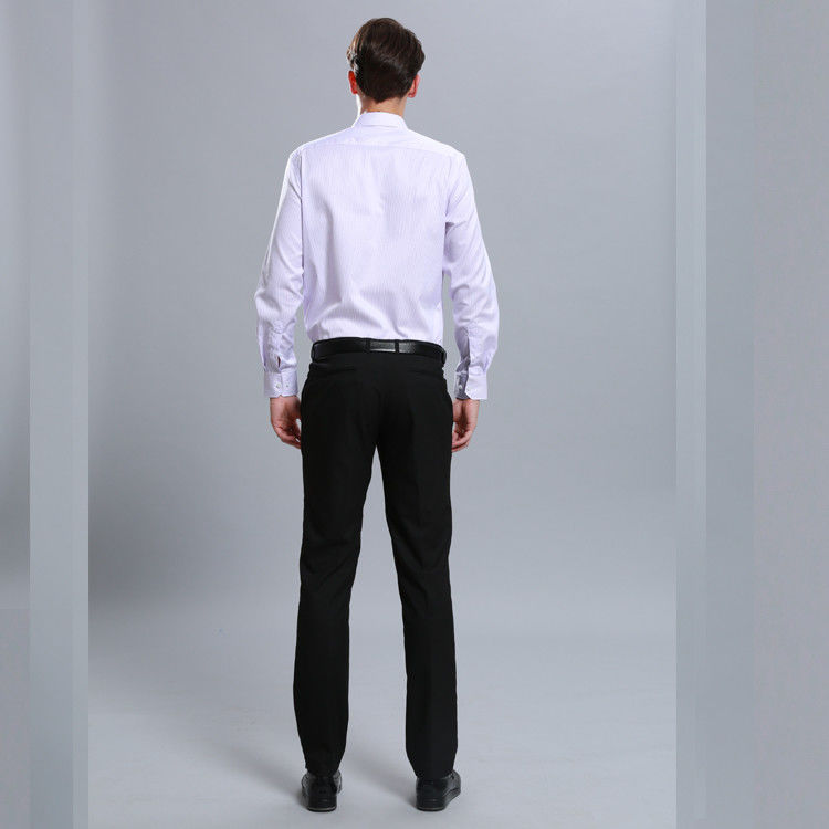 Spring Men Office Work Uniforms Breathable Long Sleeve With Straight Square Collar