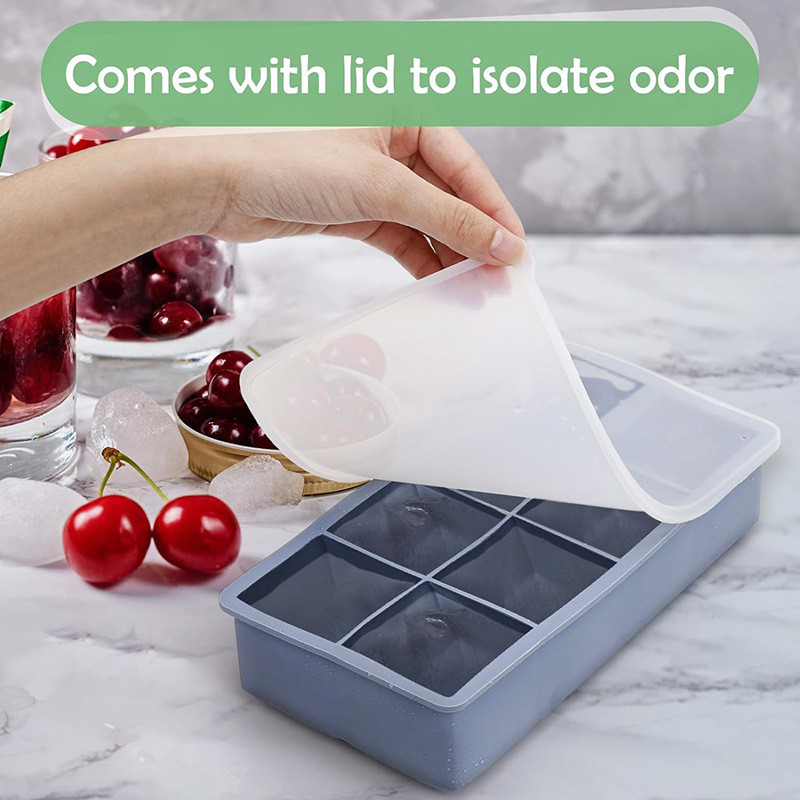 Easy To Clean Pink Silicone Ice Cube Trays Leak Proof Lid BPA Free Large Size Ideal for Cocktails Whiskey Baby Food