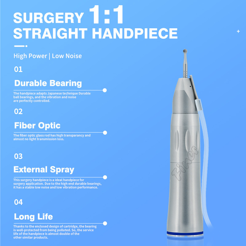 Low Speed Straight Surgery Implant Dental Handpiece With Fiber Optical