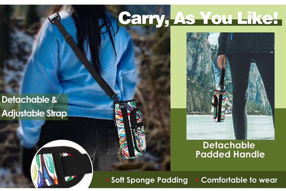 2 Pockets Neoprene Insulated Water Bottle Holder