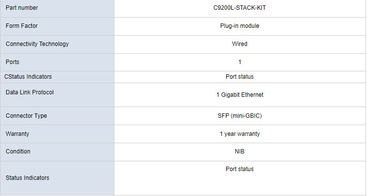 New C9200L-STACK-KIT Switch Stack card for C9200L Switches