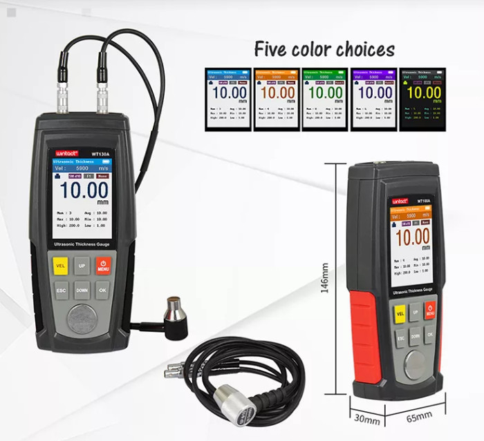 WT130A Digital Ultrasonic Thickness Gauge USB Charging Metal Thickness Tester
