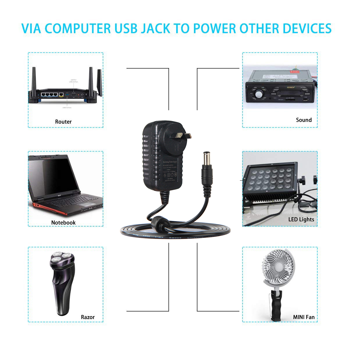 AU 5V 1A 1.5A SAA Approvd 1M DC 5521 Jack Power Supply Adapter for Computer