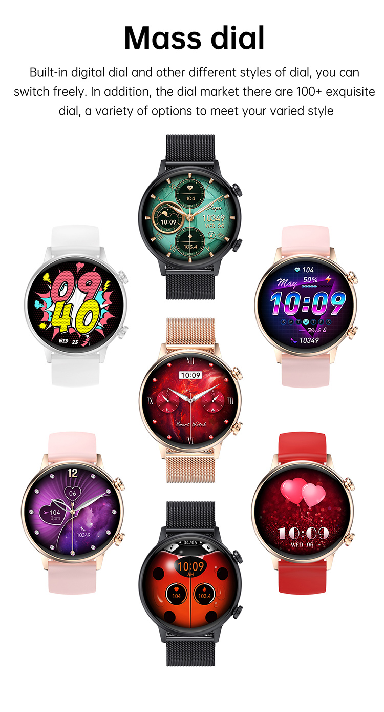 Luxury Women'S Smart Watch AMOLED Screen BT Calling Intelligent Voice NFC Smart Watch For Ladies Girls