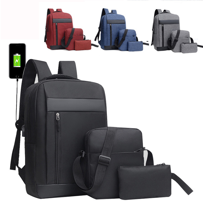 Black ODM Unisex Backpack Sets Business 3 In 1 Laptop Backpack Set School
