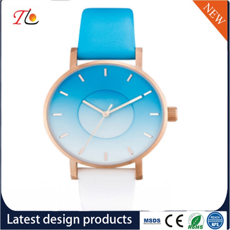 wholesale customization Pu watch alloy case quartz watch fashion watch Gradient blue watch elegant style Monochrome