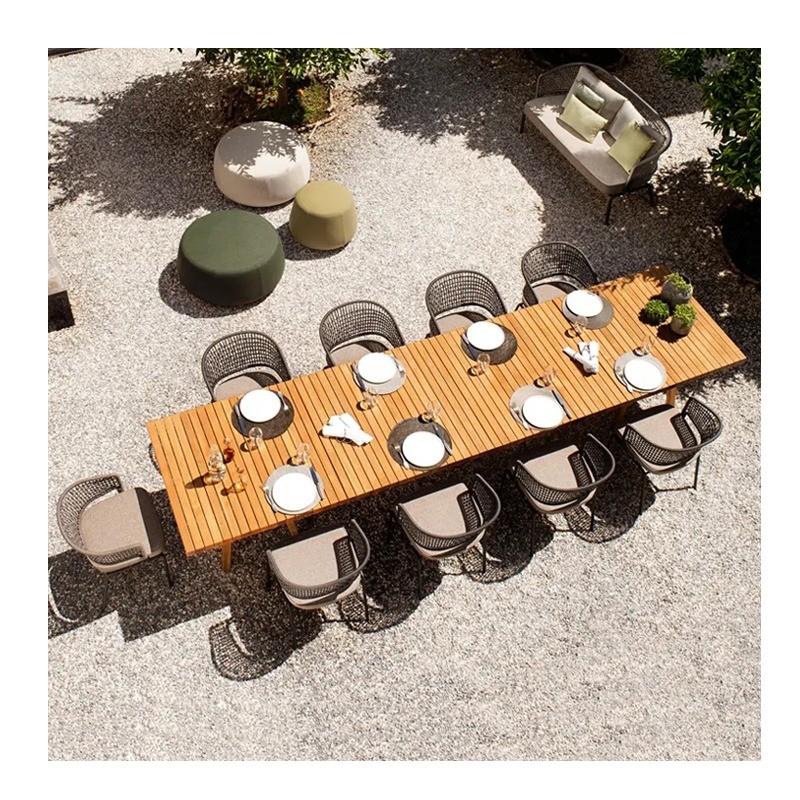 Durable Simple Patio Furniture Garden Table And Chairs Teak Outdoor Dining Set