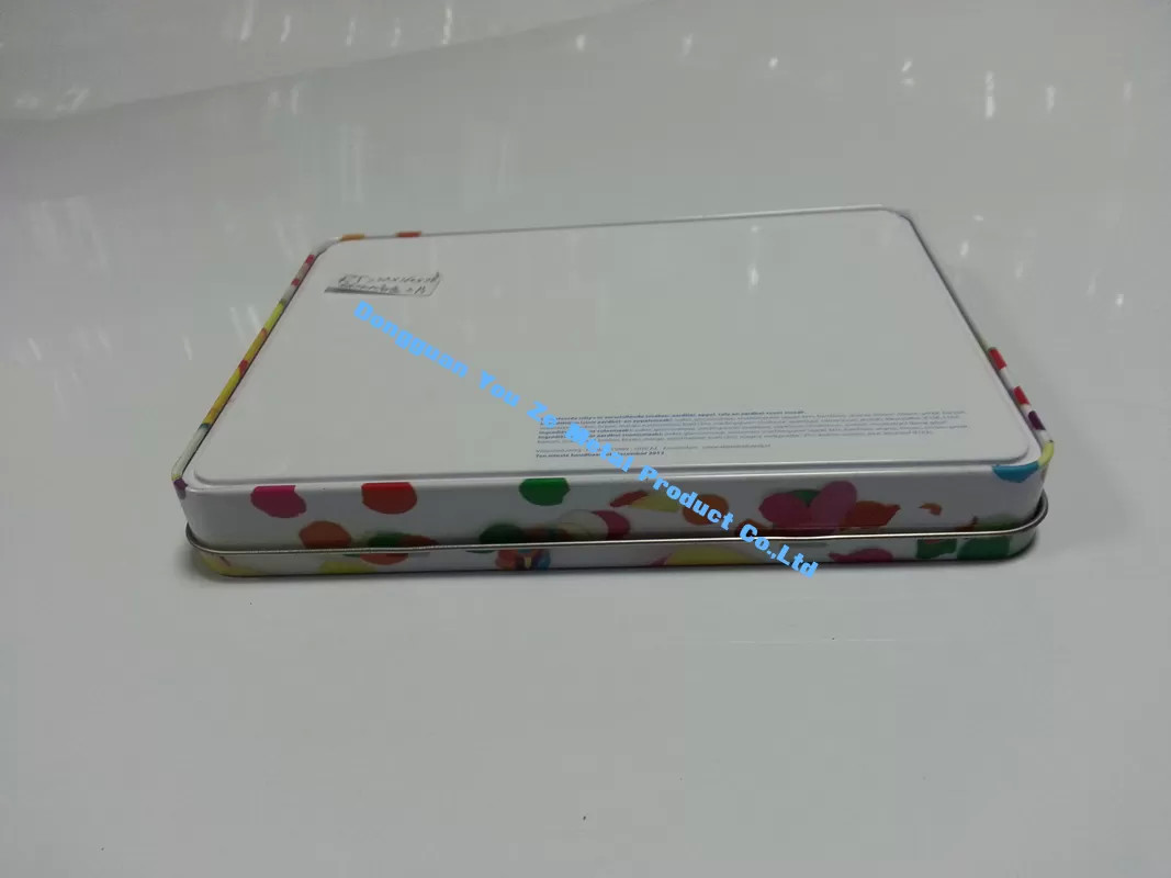 4 Color Printing Candy Tins Rectangular Metal Tins with Seated Base Tin Can Manufacturer