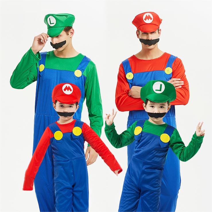 Stage Dancerwear SuperMario Onesie for Halloween Children and Adults Cosplay Performance