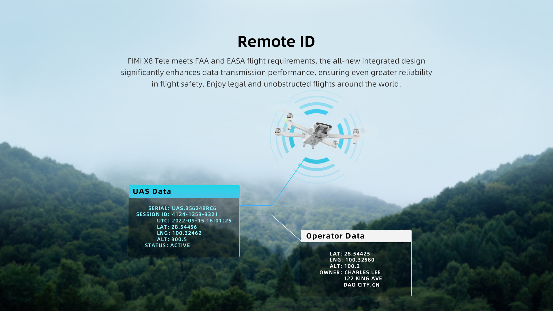 3-axis Gimbal Camera Drone Fimi X8 Tele 4k 60fps Brushless Motor for 37mins Flight Time