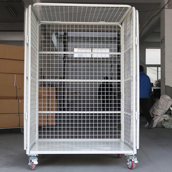 Warehouse Collapsible Cart Trolley Load Bearing 500kg Zinc Plated Roll Cage Car