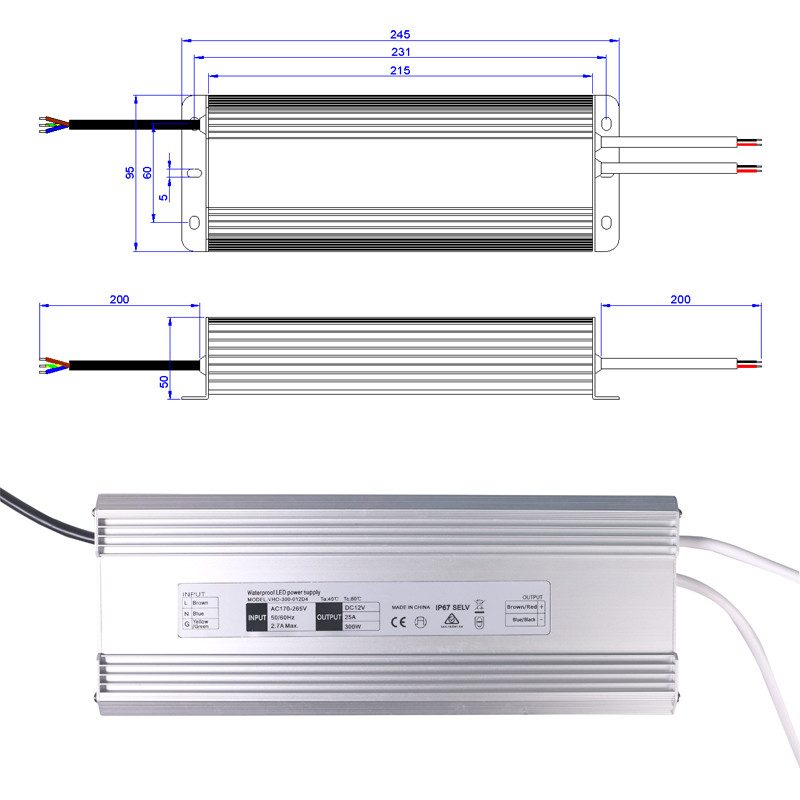 Ultralight Waterproof IP67 LED Driver Power Supply For Strip Light