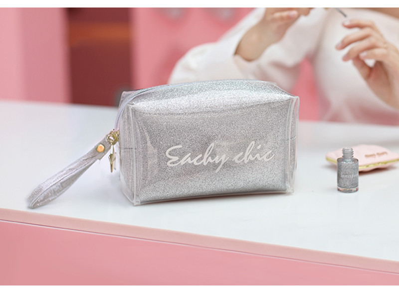 Shiny PU Makeup Bag Portable Travel Zipper Cosmetic Bag Organizer