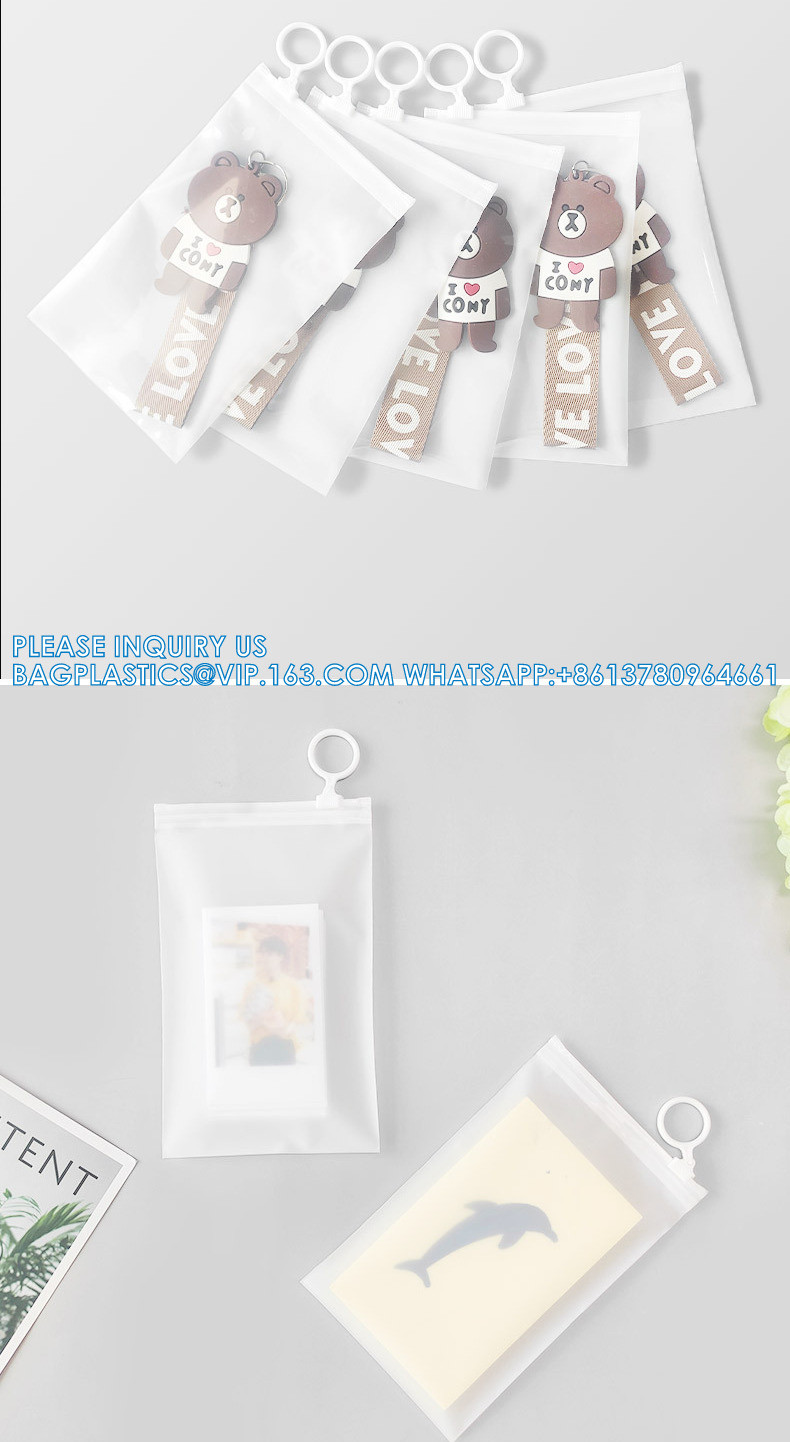 HANGER HOOK BAGS,GARMENT BOTTON CLOSURE BAGS, EVA FROST DRAWSTRING BAGS, VINYL HANGER HOOK BAG