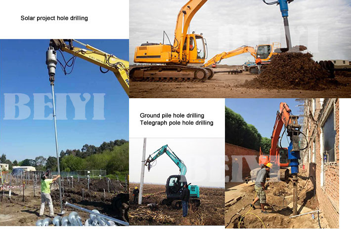 guardrail excavator mounted hammer hydraulic piling machine driver