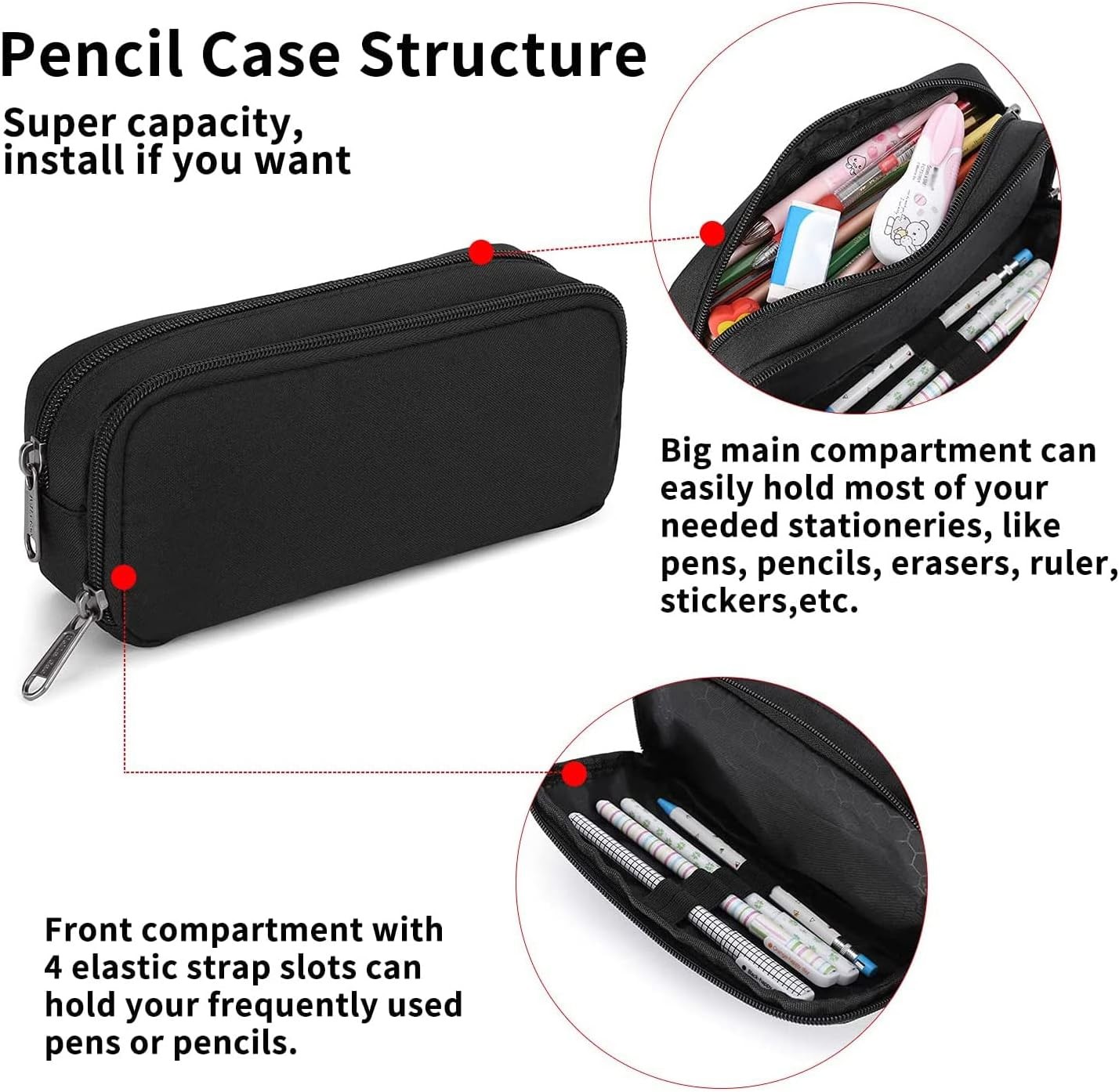 Cotton and linen 【Premium Material】:High quality cotton and linen，this pen case used the smooth zipper, it is smoother